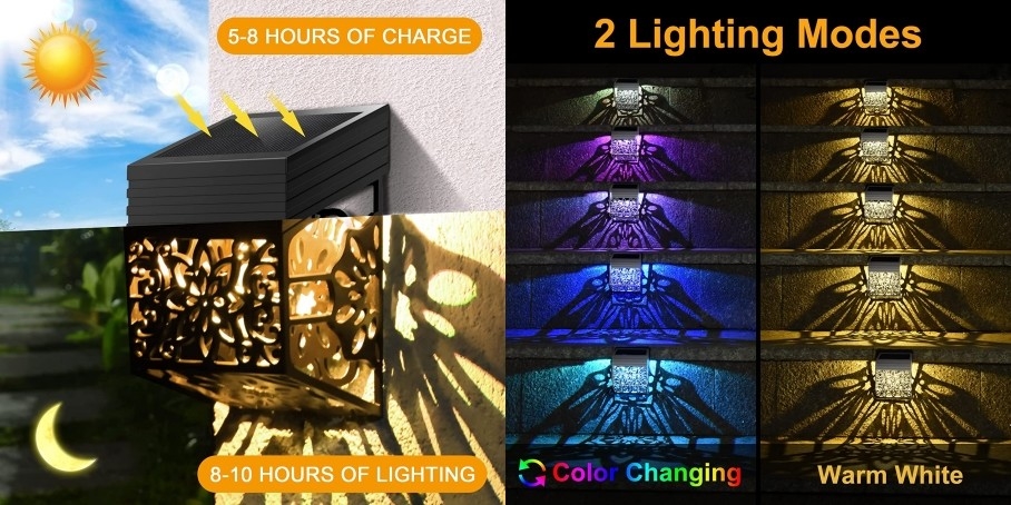 چراغ‌های حصار خورشیدی با طرح الگوی منحصر به فرد نورپردازی LED در فضای باز، ضد آب چراغ باغچه بادوام