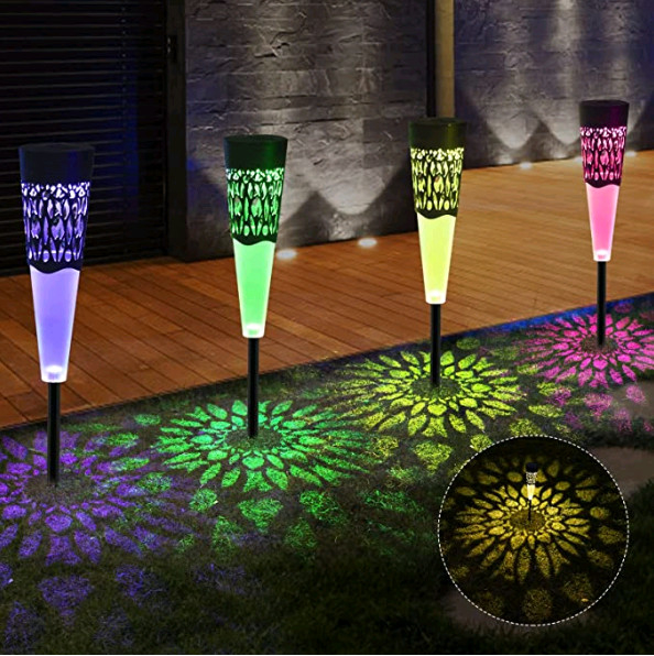 چراغ های فضای باز پنل خورشیدی تزئینی RGB مسیر چشم انداز روشن ثابت برای چمن
