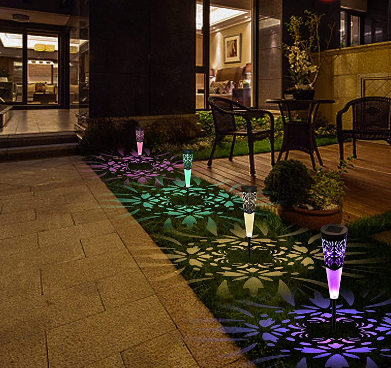 چراغ های فضای باز پنل خورشیدی تزئینی RGB مسیر چشم انداز روشن ثابت برای چمن