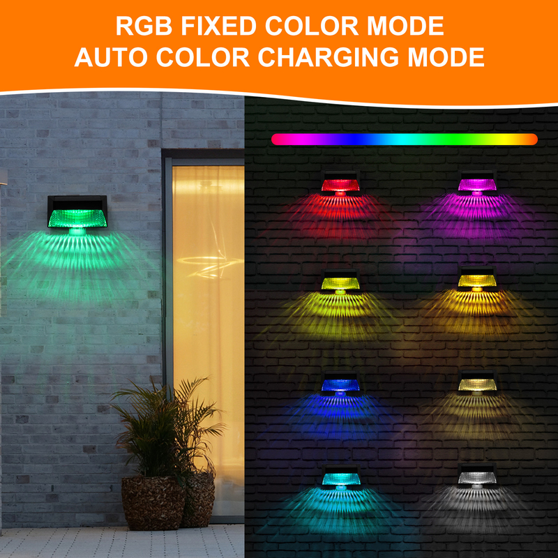3.7 ولت چراغ باغ خورشیدی در فضای باز RGB حصار دیواری تزئینی ال ای دی 123 * 60 * 65 میلی متر