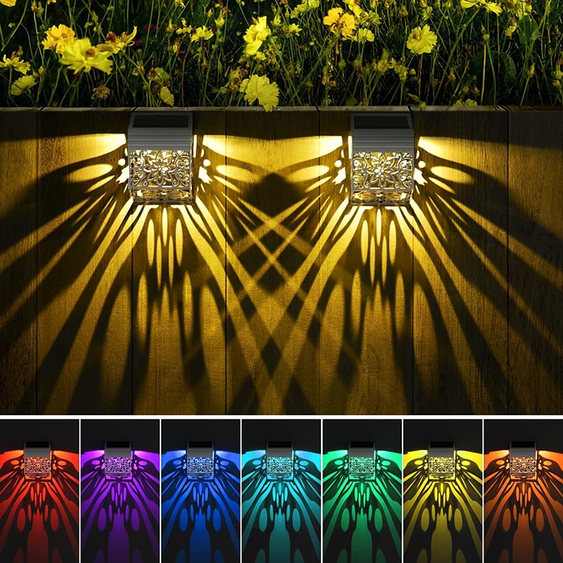 چراغ دیواری LED با الگوی گل خورشیدی IP65 چراغ حصاری تزئینی فضای باز برای باغ