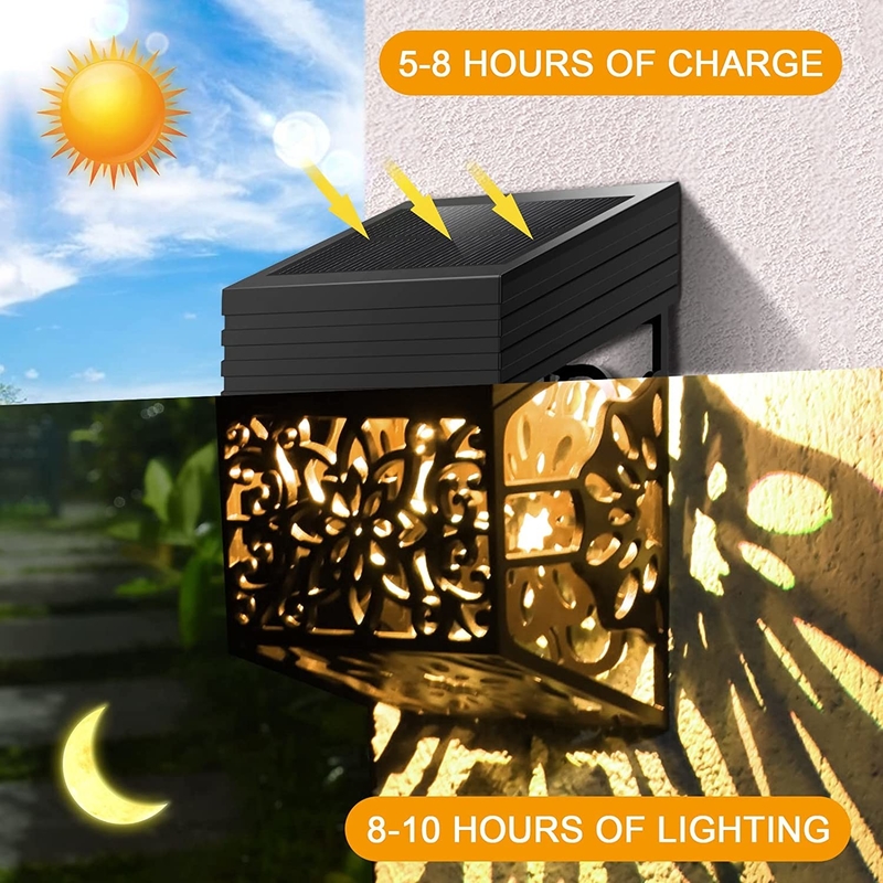 چراغ دیواری LED با الگوی گل خورشیدی IP65 چراغ حصاری تزئینی فضای باز برای باغ