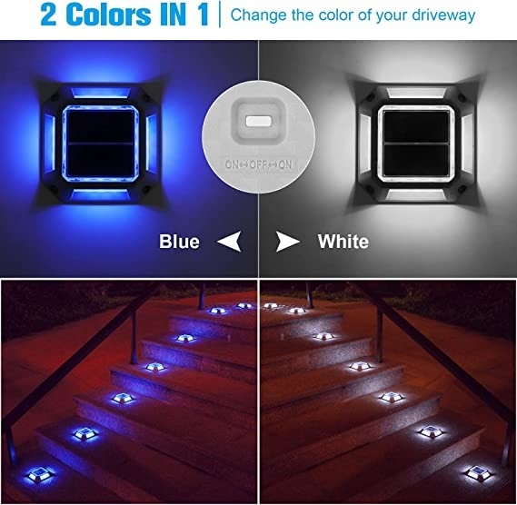 12PCS LED Bead Solar LED Driveway چراغ های قفسه ای برای راه های خارجی هشدار باغ