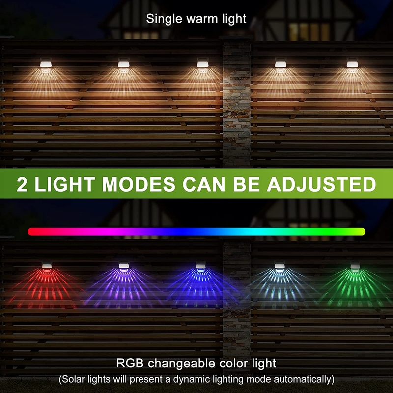IP65 ضد آب چراغ حصار خورشیدی با رنگ روشن RGB سفید گرم