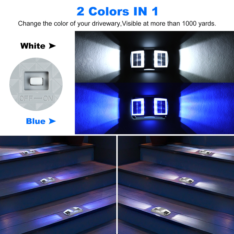 IP68 ضد آب آبی/سرد سفید LED چراغ خورشیدی سقف - 4 بسته 130*80*22MM