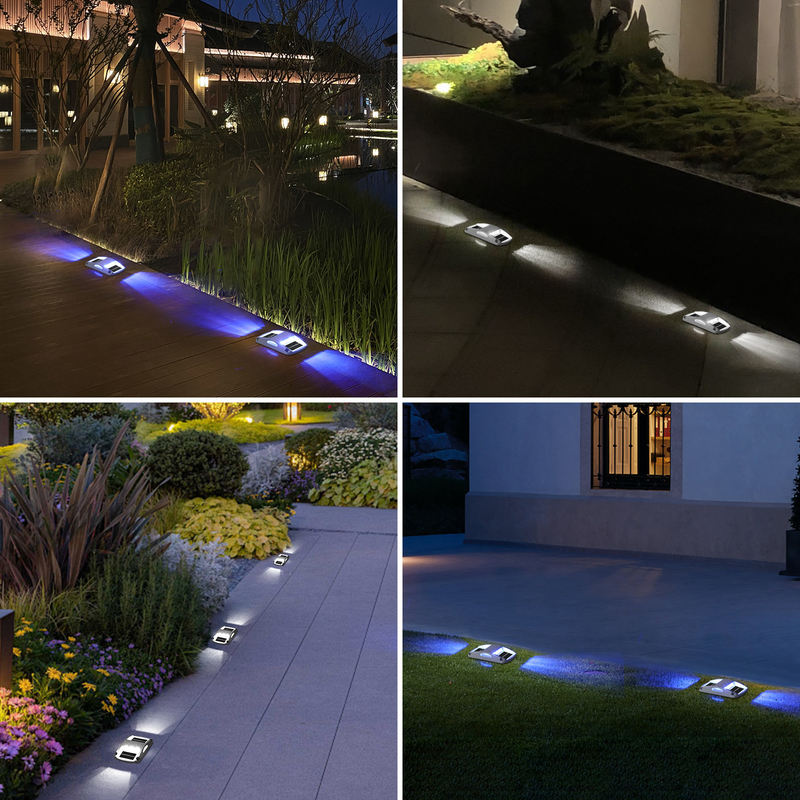 IP68 ضد آب آبی/سرد سفید LED چراغ خورشیدی سقف - 4 بسته 130*80*22MM