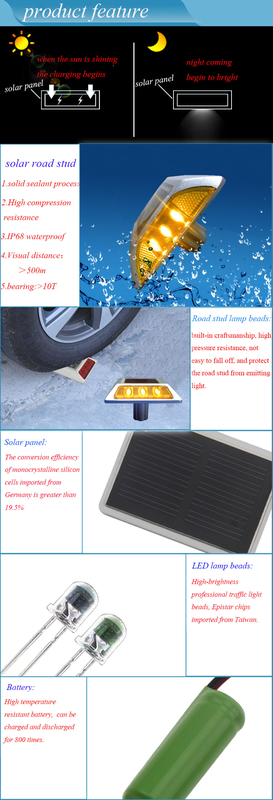 چراغ های جاده ای خورشیدی 2V LED IP68 ضد آب آلومینیوم آلیاژ PC بازتاب زرد قرمز سفید آبی سبز