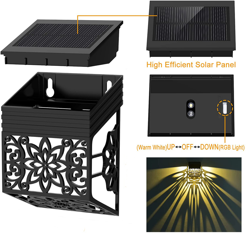 چراغ های باغ LED خورشیدی با پانل سیلیکون تک کریستال در رنگ سفید گرم / سرد / RGB