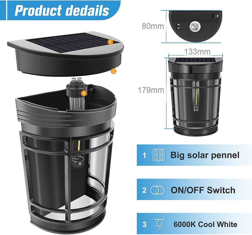 روشنایی دیواری خورشیدی سفید گرم تا RGB باتری لیتیوم ترنری با پوسته ضد آب IP65 PC