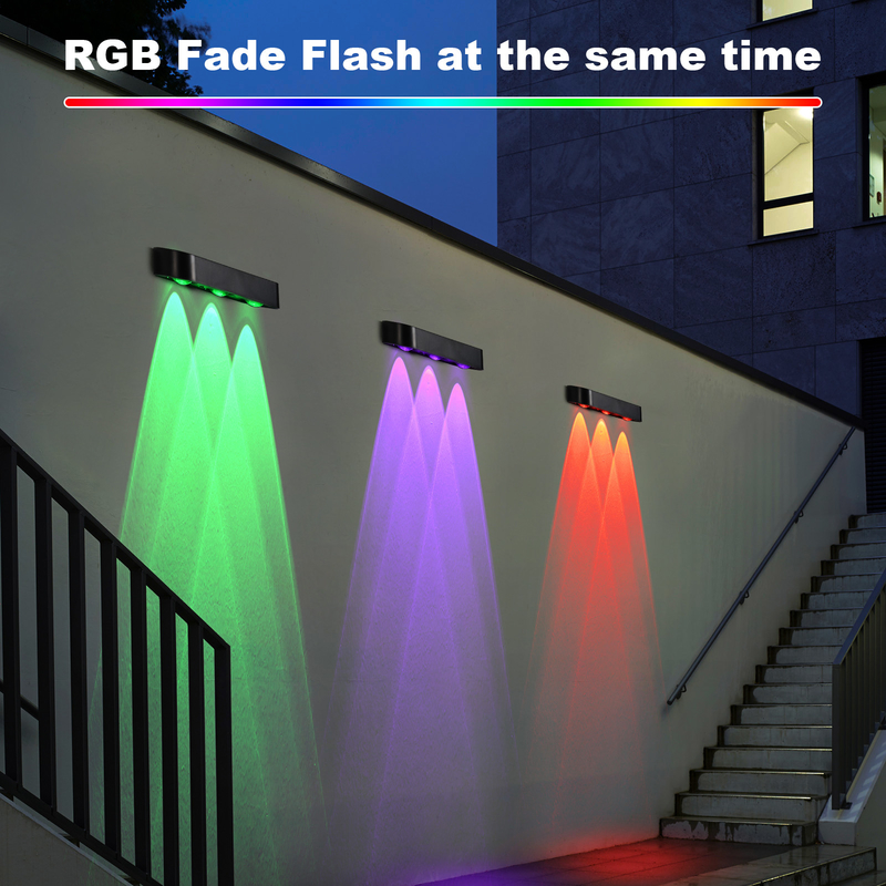 دکوراسیون IP65 نور دیواری شوینده خورشیدی RGB تغییر نور باغ نور ضد آب حصار نور دکوراسیون حیاط پشت خانه