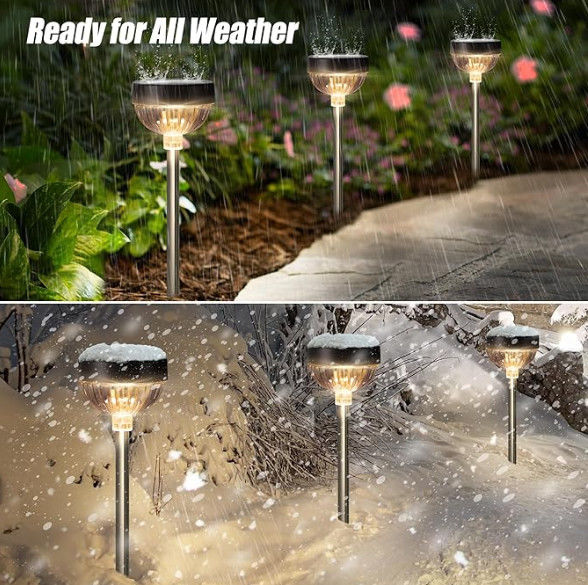 لامپ های باغ خورشیدی سیلیکون تک کریستال RGB رنگ بیرونی 100LM شدت