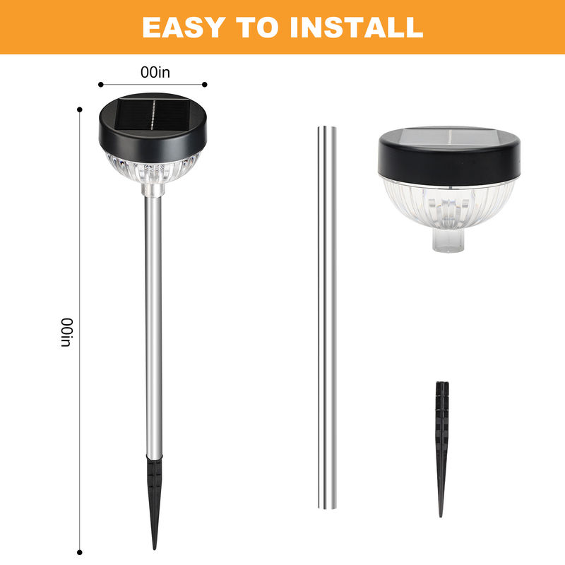 چراغ های باغ LED خورشیدی با طراحی ضد آب و هوا پانل خورشیدی تک کریستال ABS PC و 10LM گرم