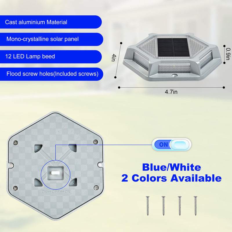 20 لومن آبی/سرد سفید نور سولر دوک بدن آلومینیومی IP68 سطح ضد آب 150g ولتاژ 2V