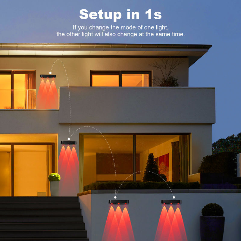 چراغ دیواری خورشیدی بیرونی با باتری لیتیوم 3Pcs LED RGB نفس IP65 ABA PC Shell