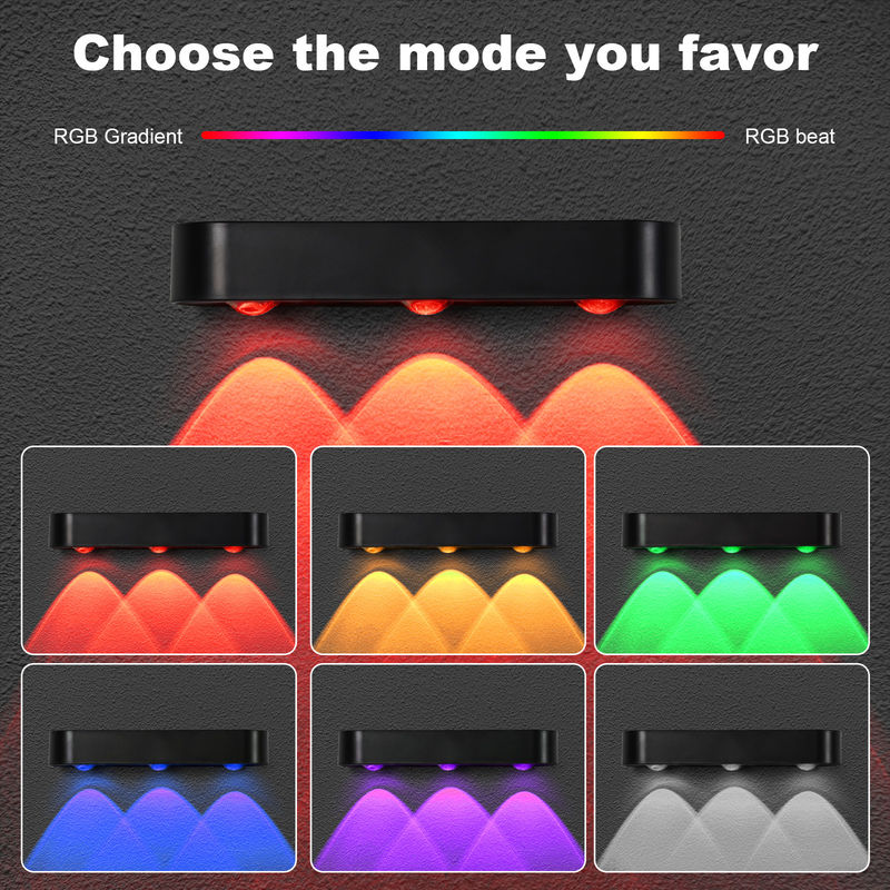 چراغ دیواری خورشیدی بیرونی با باتری لیتیوم 3Pcs LED RGB نفس IP65 ABA PC Shell