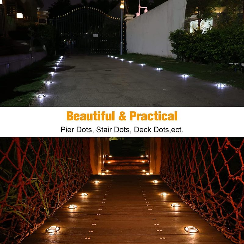 Solar Lane Light LED Lane Marking Deck Light with 9 Colors in One Warm White 3500K and 360 Beam Angle