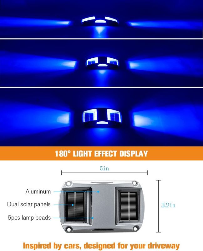 چراغ عرشه خورشیدی آلومینیومی با 2 حالت روشنایی، نور روز 5000K و 2 سال گارانتی